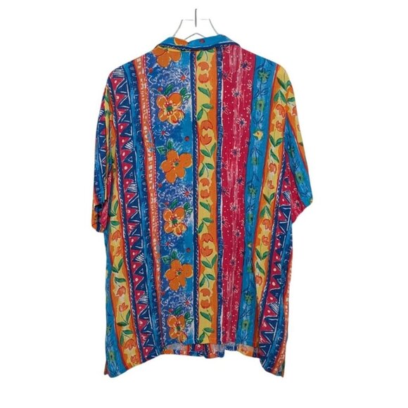 Vintage Koret Floral Stripe Shirt Womens Size XXL Colorful Hawaiian Tropical - Picture 5 of 8